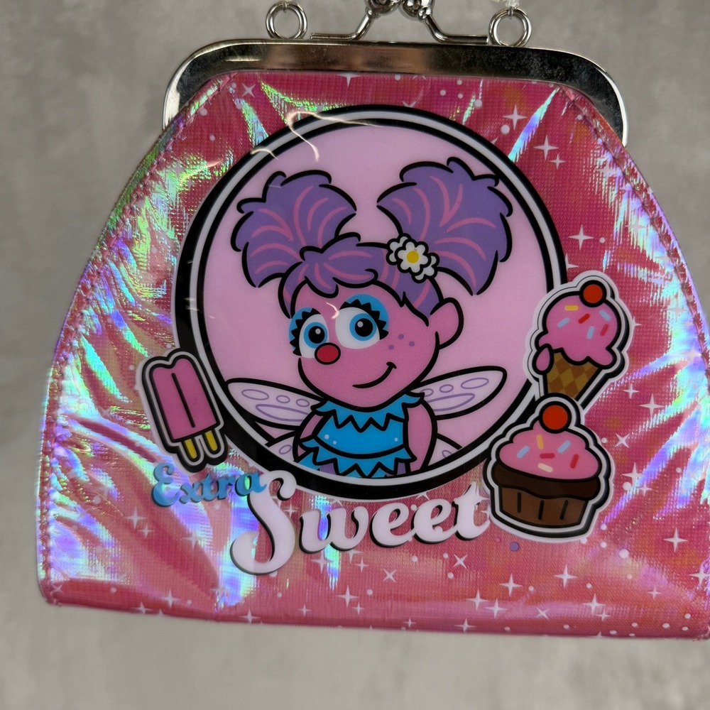 Sesame Street Abby Cadabby Extra Sweet Pink Holographic Beaded Handle Purse